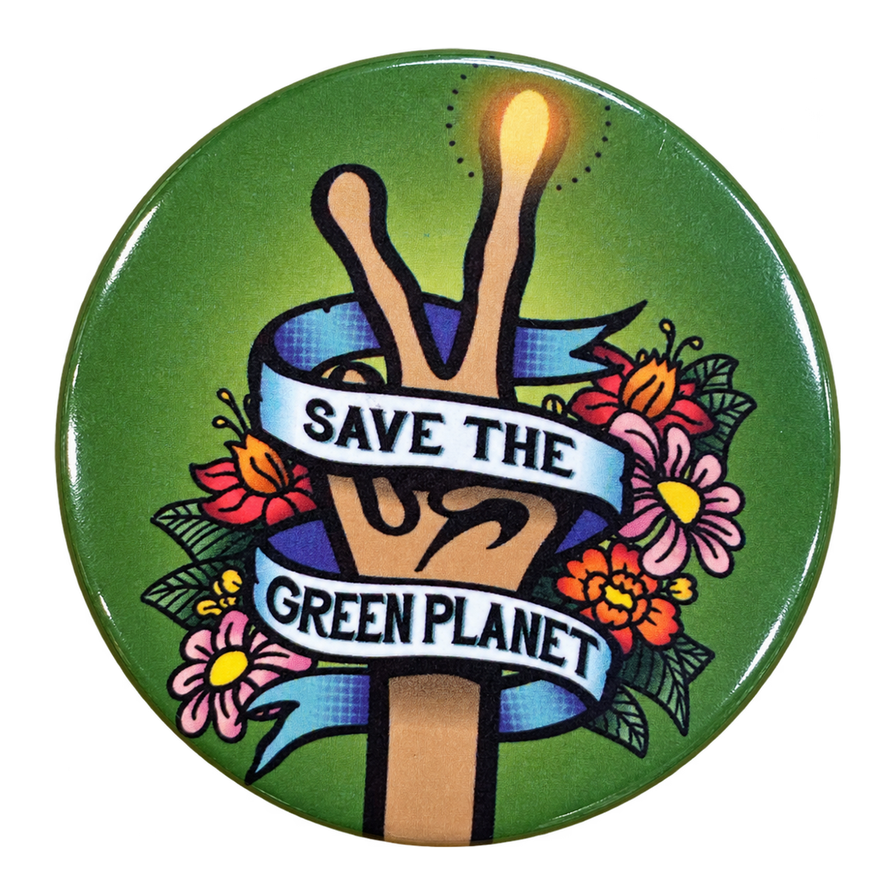 Save the Green Planet Button